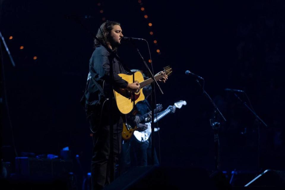 Deacon Frey performs during the Eagles’ “The Long Goodbye” tour at Rupp Arena in Lexington, Ky., on Tuesday, Nov. 14, 2023.