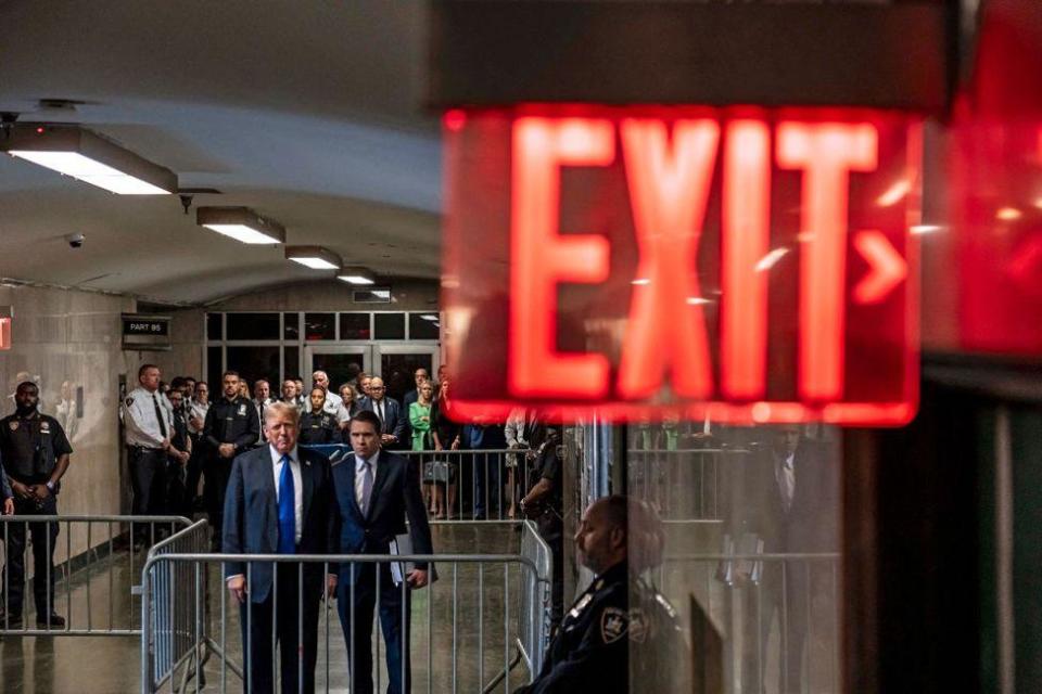 Former US President and Republican presidential candidate Donald Trump speaks to the press after he was convicted in his criminal trial at Manhattan Criminal Court in New York City, on May 30, 2024