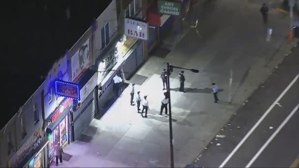 PHOTO: Police investigate the intersection that was the scene of a shooting that injured 9 in the Kensington area of Philadelphia, Nov.5, 2022. (WPVI-TC/ABC via AP)