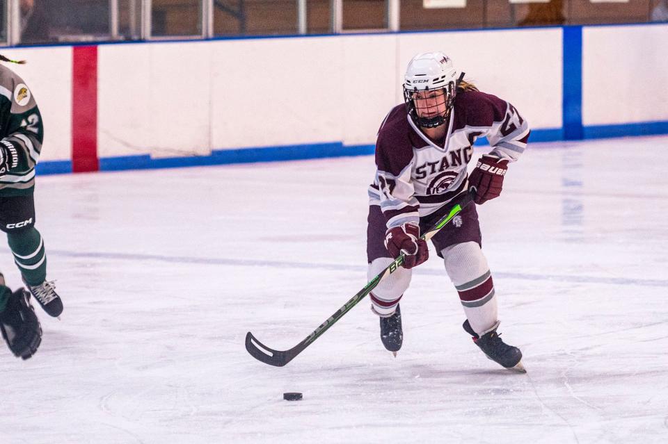Bishop Stang's Mikayla Brightman drives to goal.