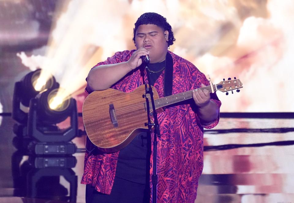 American Idol winner Iam Tongi is pictured competing on the show on ABC. | ABC