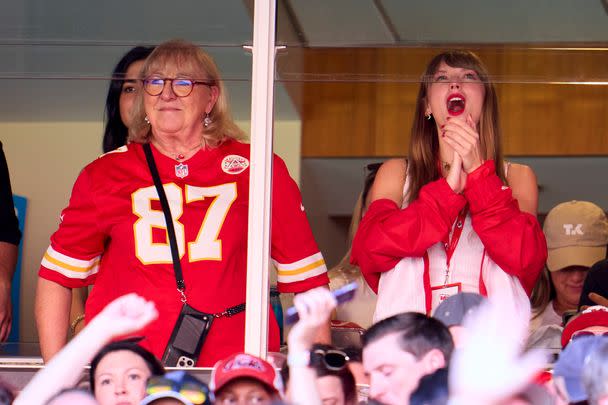 Two months later, Swift was sitting alongside Kelce's mom, Donna Kelce, as they cheered on his football team, the Kansas City Chiefs, from his private suite.