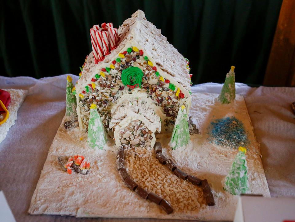 St. John the Baptist Catholic school students made this gingerbread house on display at the Waelderhaus, Saturday, November 28, 2022, in Kohler, Wisc.