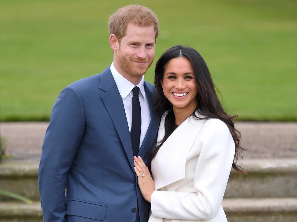 Prince Harry and Meghan Markle attend an official photocall to announce their engagement at The Sunken Gardens at Kensington Palace on November 27, 2017 in London, England. Prince Harry and Meghan Markle have been a couple officially since November 2016 and are due to marry in Spring 2018