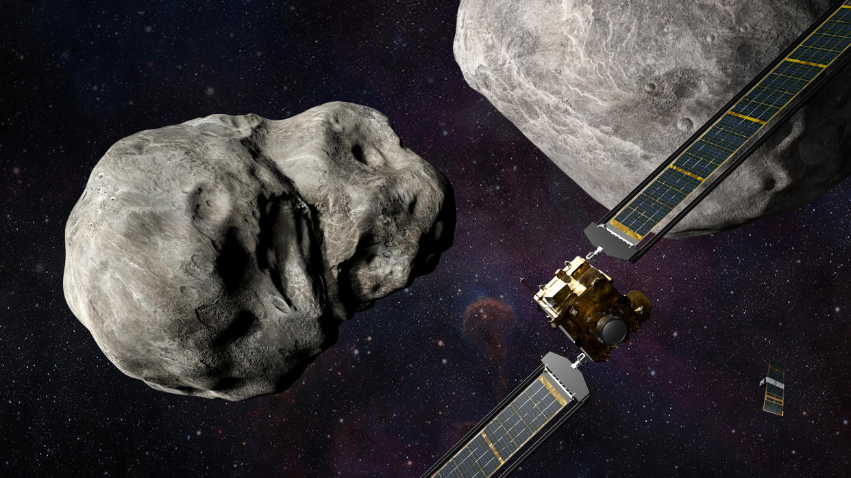 The Double Asteroid Redirection Test (DART) will help determine if intentionally crashing a spacecraft into an asteroid is an effective way to change its course. (NASA/Johns Hopkins, APL/Steve Gribben)