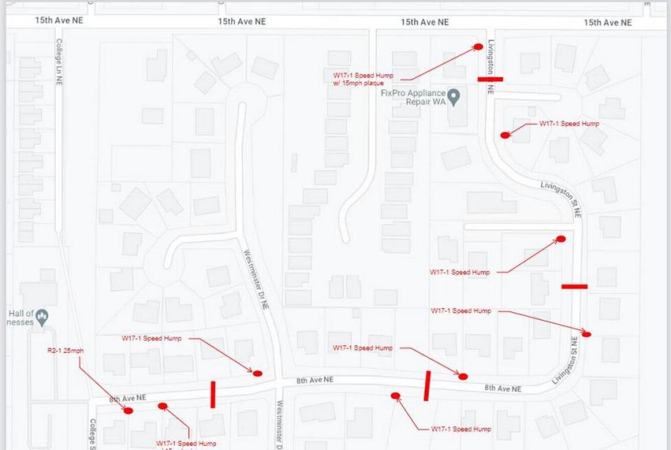 The shortcut between College Street Northeast and 15th Avenue Northeast in Lacey that now has speed humps. City of Lacey/Courtesy