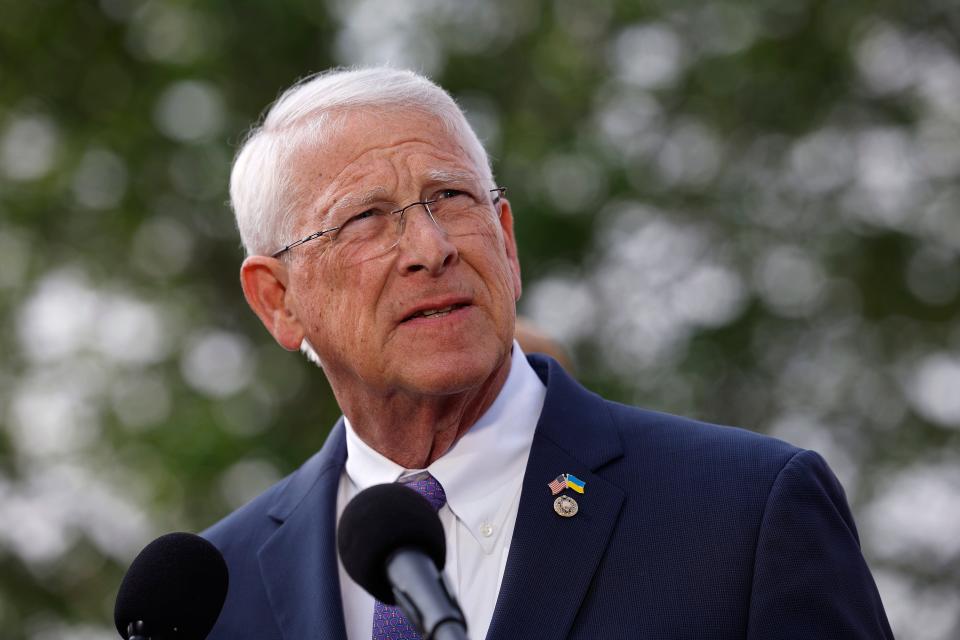 Sen. Roger Wicker (R-MS) speaks on border security and Title 42 during a press conference at the U.S. Capitol on May 11, 2023 in Washington, DC.