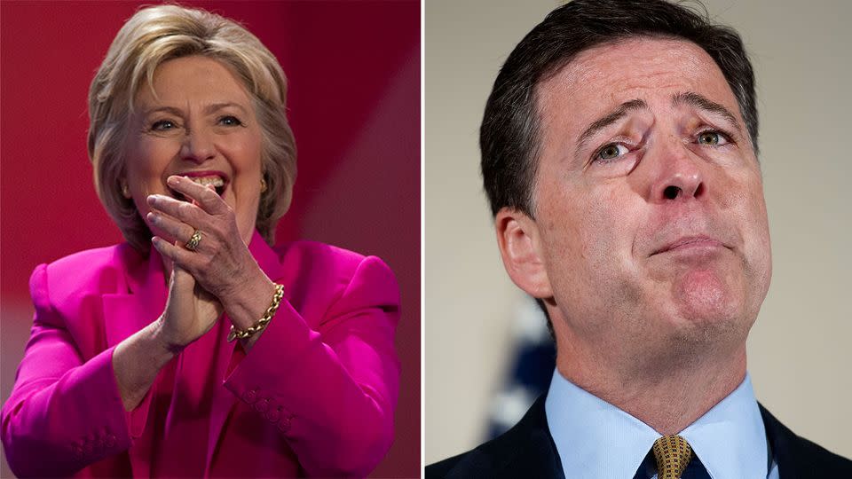 FBI Director James Comey (right) has not been able to review emails that have been linked to the investigation into Hillary Clinton’s (left) private email server because the bureau didn't have a search warrant to. Photo: AP