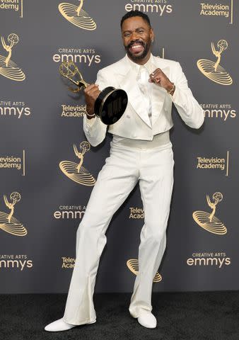 Amy Sussman/Getty Colman Domingo and his Emmy in 2022