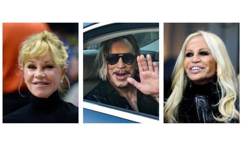 Mickey Rourke, Melanie Griffith y Donatella Versace, tres casos marcados por la obsesión al lifting