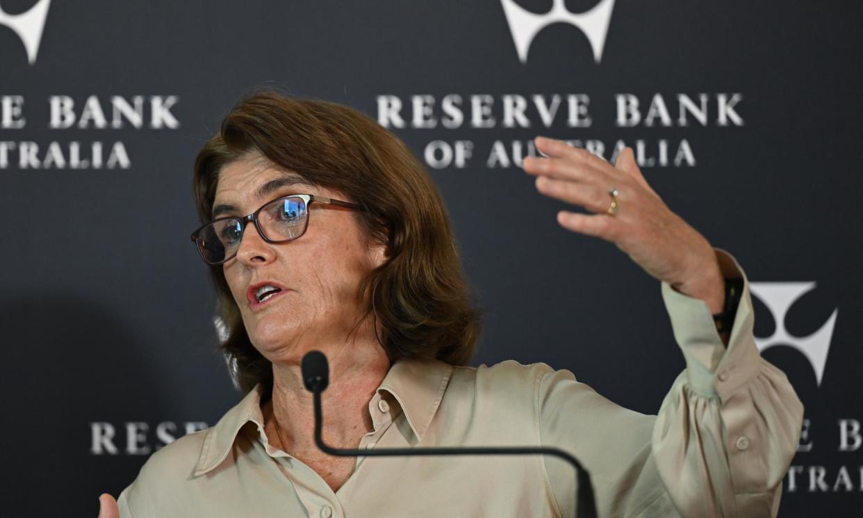 <span>Reserve Bank governor Michele Bullock speaks to media in Sydney on Tuesday.</span><span>Photograph: Dean Lewins/AAP</span>