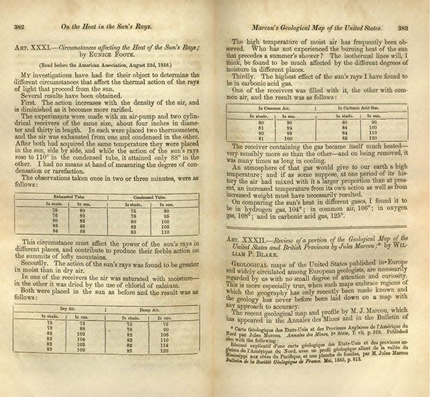 A scan of Foote’s paper "Circumstances affecting the Heat of the Sun's Rays " from the American Journal of Science.