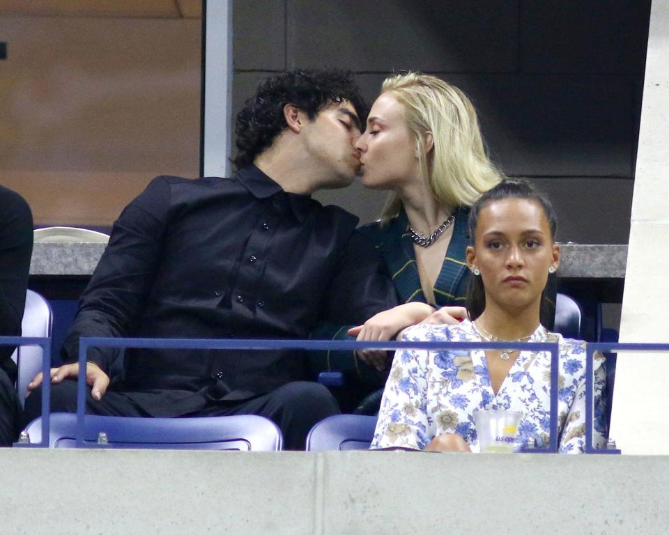 Joe Jonas, left, and Sophie Turner attend the third round of the U.S. Open tennis tournament at the USTA Billie Jean King National Tennis Center on Friday, Aug. 31, 2018, in New York. (Photo by Greg Allen/Invision/AP)