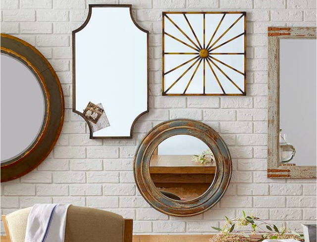 Antique Black Round Metal Wall Mirrors Set of Four