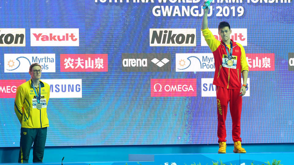 Mack Horton's podium protest angered Sun Yang at the world swimming titles. (Photo by Maddie Meyer/Getty Images)