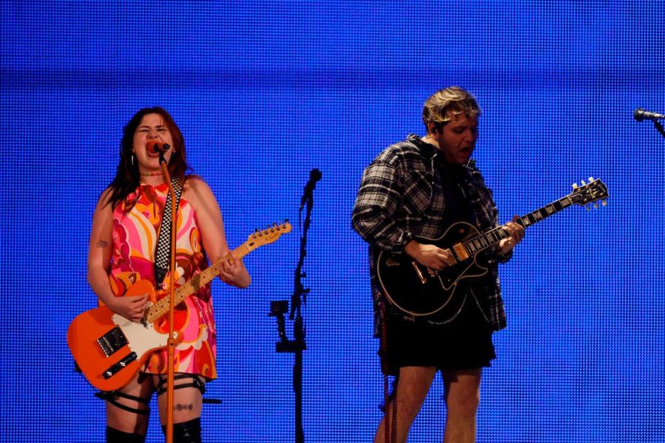 Taylor Swift performs The Man during her first sold-out concert of three nights at AT&T Stadium in Arlington on Friday, March 31, 2023.