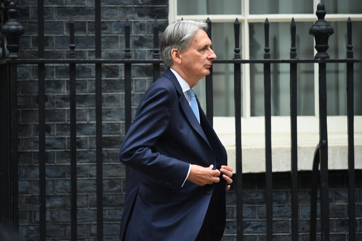 Former chancellor of the exchequer Philip Hammond in Downing Street in central London.