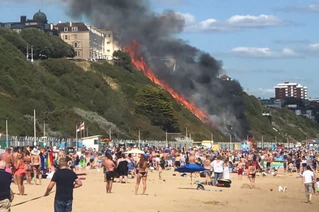 The beach was evacuated and locals were told to keep windows closed (Twitter / @missberkova)