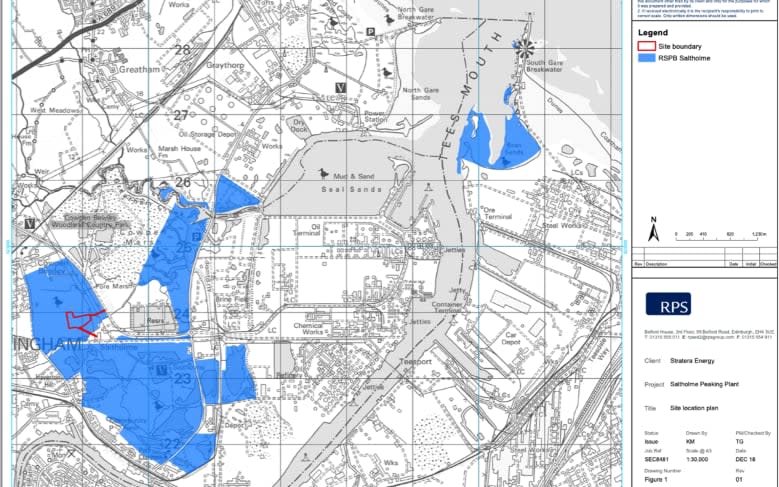 Planning maps show the power station (in red) will be on the nature reserve (in blue)