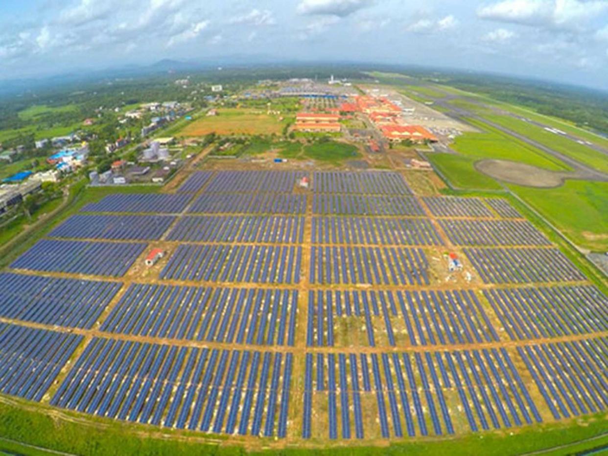 A field of solar panels at Cochin International Airport in southern India: CIAL