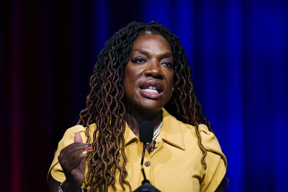 FILE - Former state Rep. Dee Dawkins-Haigler participates in Georgia's secretary of state democratic primary election runoff debates, June 6, 2022, in Atlanta. (AP Photo/Brynn Anderson, File)