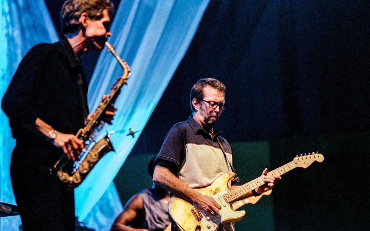 On stage in The Hague with Eric Clapton in 1977