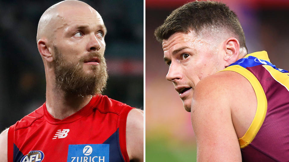 Max Gawn and Dayne Zorko are pictured side by side.