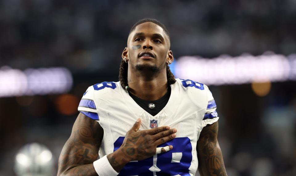 Jan 14, 2024; Arlington, Texas, USA; Dallas Cowboys wide receiver CeeDee Lamb (88) before the 2024 NFC Wild Card Game against the Green Bay Packers at AT&T Stadium. Mandatory Credit: Kevin Jairaj-USA TODAY Sports