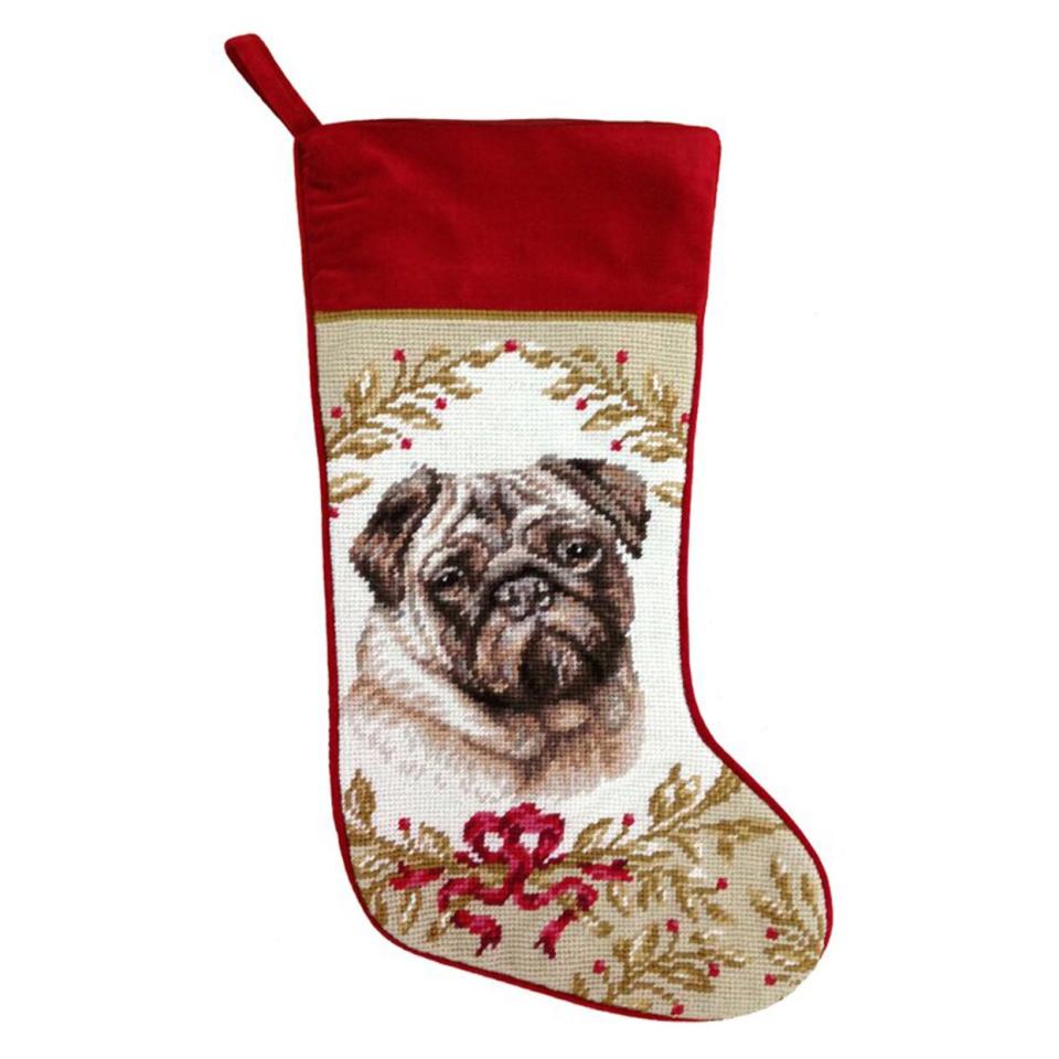 dog needlepoint stocking