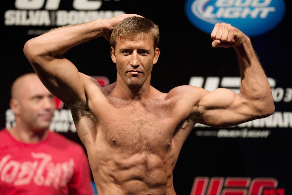 Mandatory Credit: Photo by Felipe Dana/AP/Shutterstock (6857009a) Stephan Bonnar Mixed martial arts fighter Stephan Bonnar, from the U.S., poses during the UFC 153 weigh-in event in Rio de Janeiro, Brazil, . The Ultimate Fighting Championship organization is holding fighting events on Saturday Brazil UFC, Rio de Janeiro, Brazil