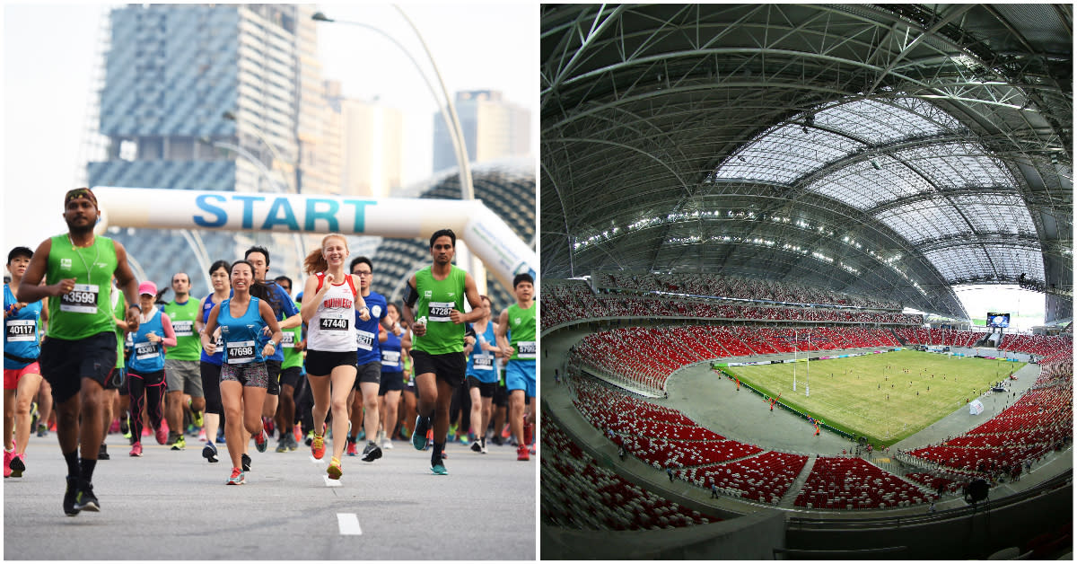 The 2023 Standard Chartered Singapore Marathon races will finish at the Singapore Sports Hub's National Stadium. (PHOTOS: SCSM/Reuters)