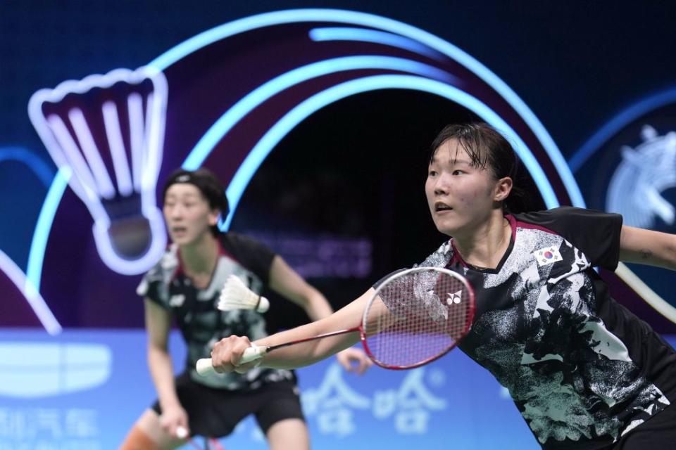 韓國羽球女將李紹希(左)、白荷娜。（美聯社資料照）