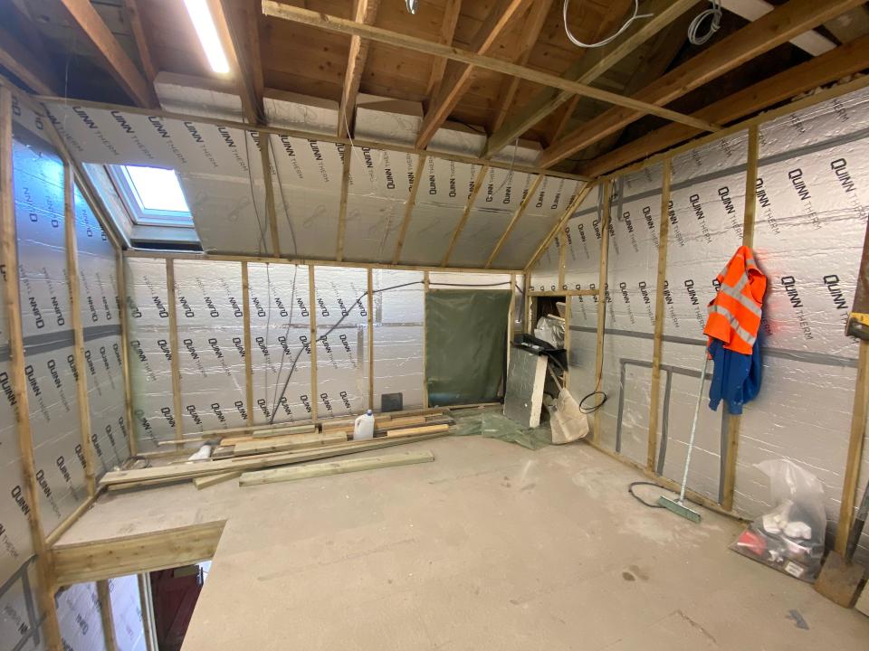 Progress photo of second floor during the renovation
