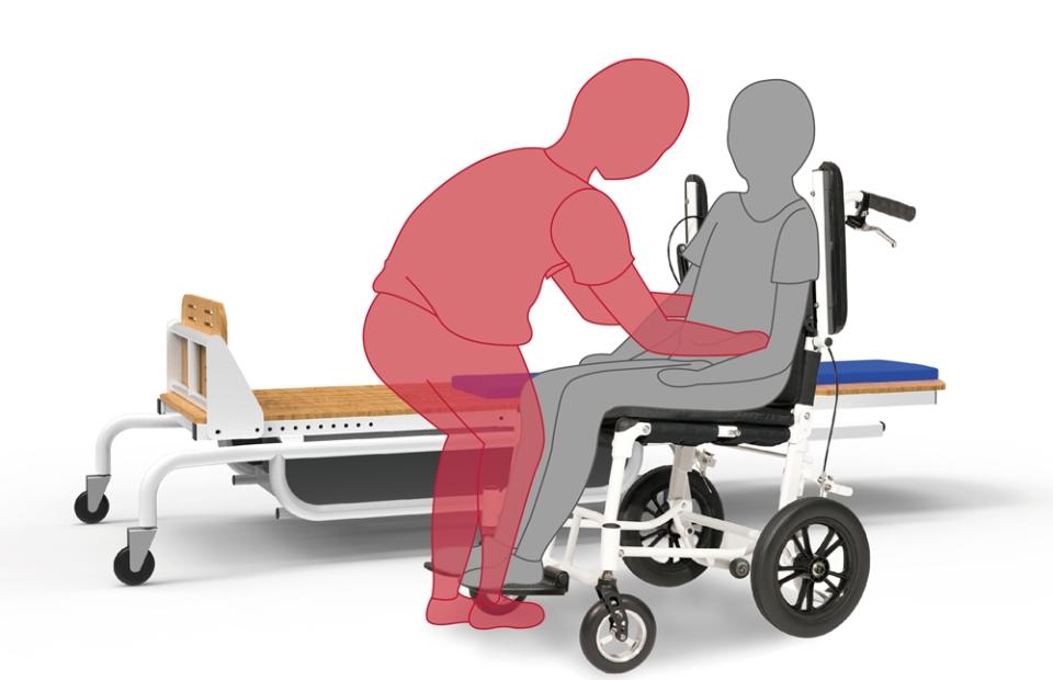 ▲「前趴(後仰)式站立版搭配電動收疊輪椅裝置」, 輕鬆照護行動不便長者。(圖/業者提供)