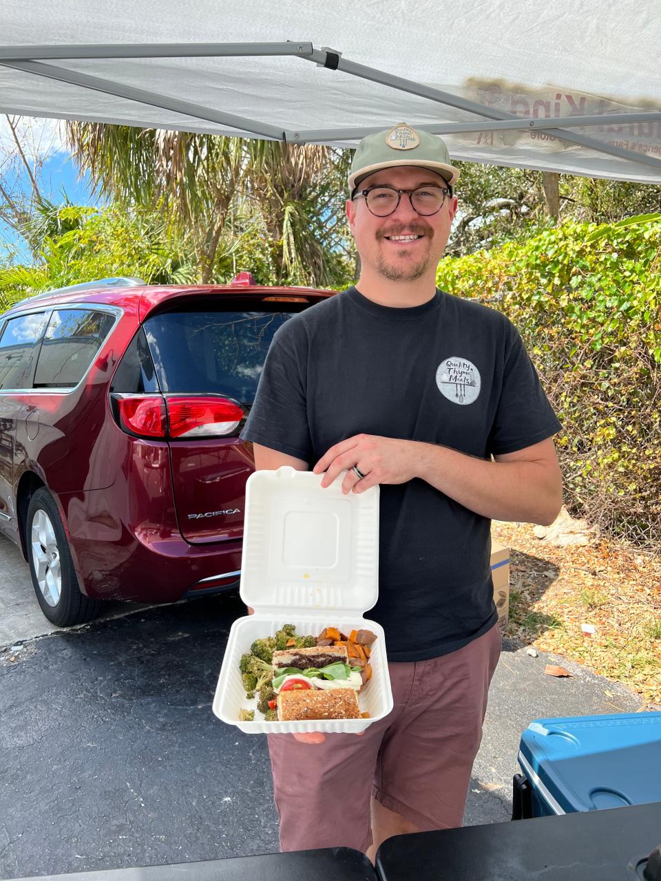 Chef-owner Patrick Beraduce of Quality Thyme Meals catering company handed out free food at Ceremony Brewing in Bonita Springs after Hurricane Ian.