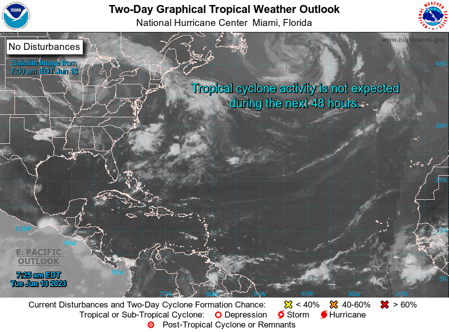 Tropical conditions 8 a.m. June 13, 2023.