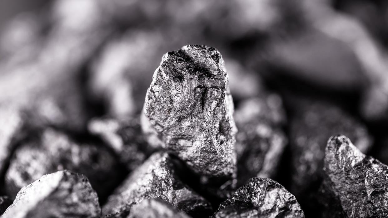  A pile of silvery niobium, a rare earth element . 