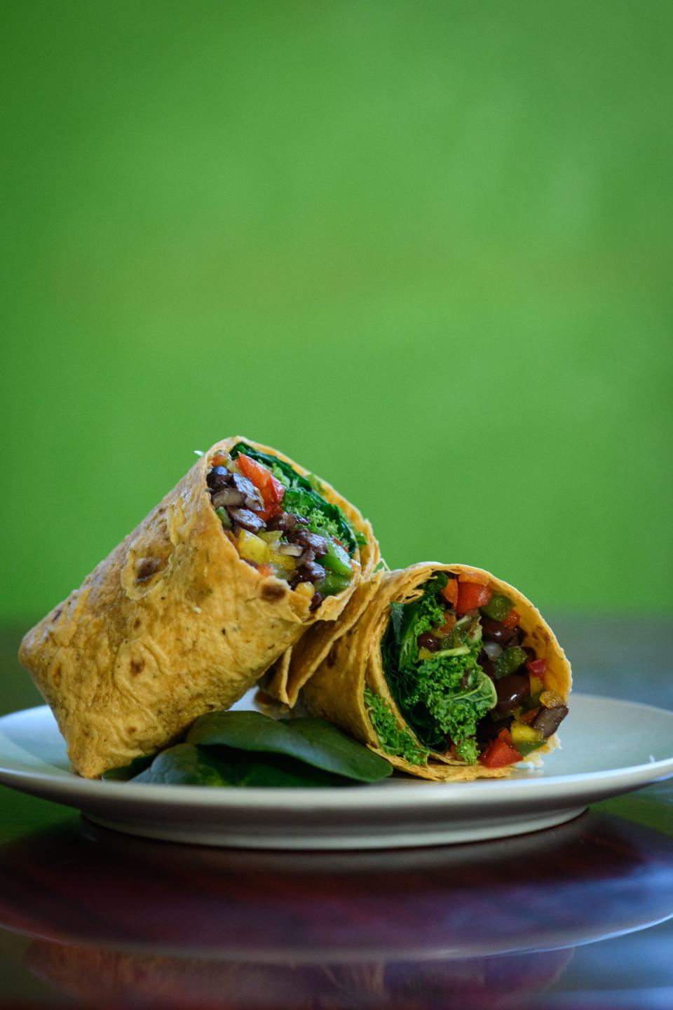 Mixed veggie wrap from Prima Elements Wellness Center at 124 Anderson Street in downtown Fayetteville.