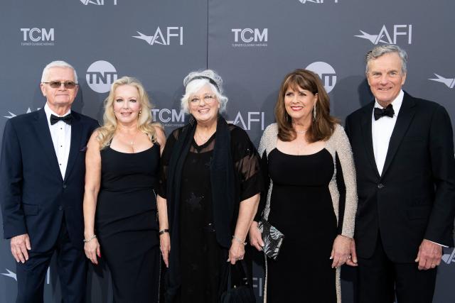 (From L) Actors Duane Chase, Kym Karath, Angela Cartwright, Debbie Turner, and Nicholas Hammond attend the 48th AFI Life Achievement Award during a Gala Tribute at the Dolby theatre in Hollywood, California, June 9, 2022. (Photo by VALERIE MACON / AFP) (Photo by VALERIE MACON/AFP via Getty Images)