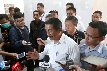 Chief Executive of Lion Air Group, Edward Sirait, talks to the media after a news conference, following the crash of Lion Air's plane, flight JT610, at the company's operation center near Jakarta, Indonesia, October 29, 2018. REUTERS/Willy Kurniawan