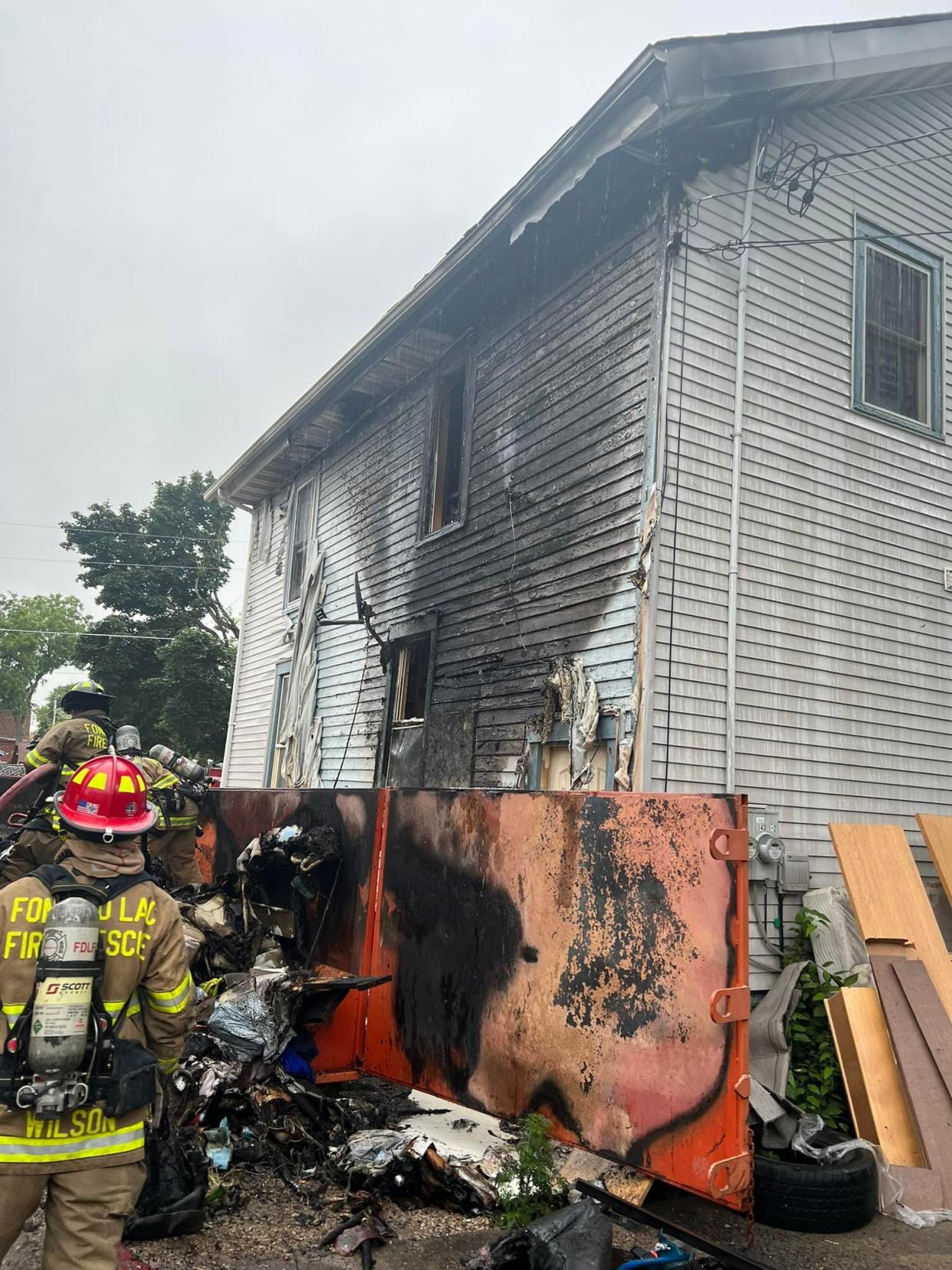 One home was severely damaged in a dumpster fire Aug. 7, 2022 in Fond du Lac.