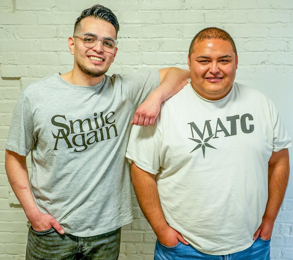 Felipe Beltran, 30, and Juan Torres, 30, left, are the DACA scholarship recipients Friday, Sept. 30, 2022, at Walker’s Square - MATC in Milwaukee. Van Horn Latino donated $100,000.