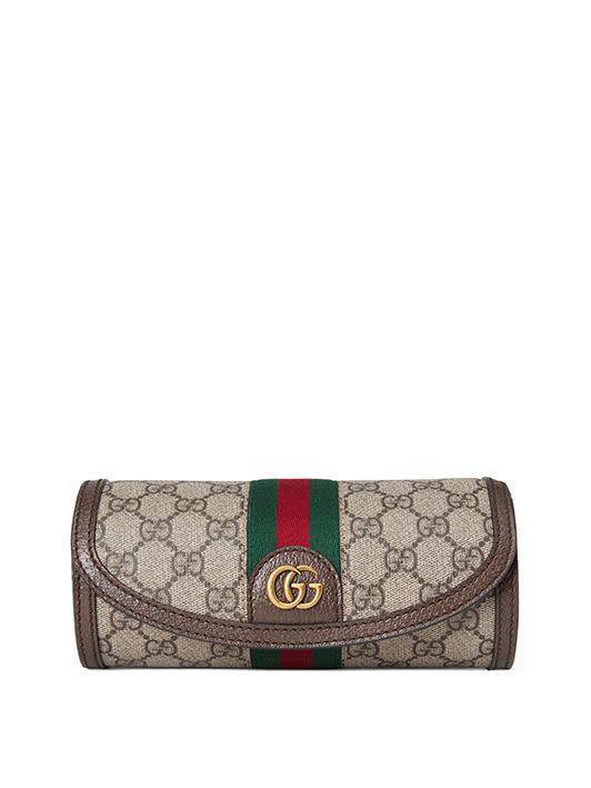 First developed by Gucci in the 1950s, the House Web stripe runs down the  center of a medium shoulder bag in GG Supre…