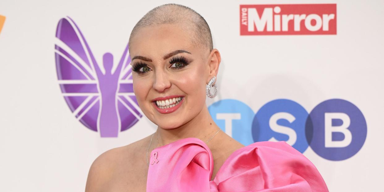 amy dowden wearing a pink dress at the pride of britain awards 2023