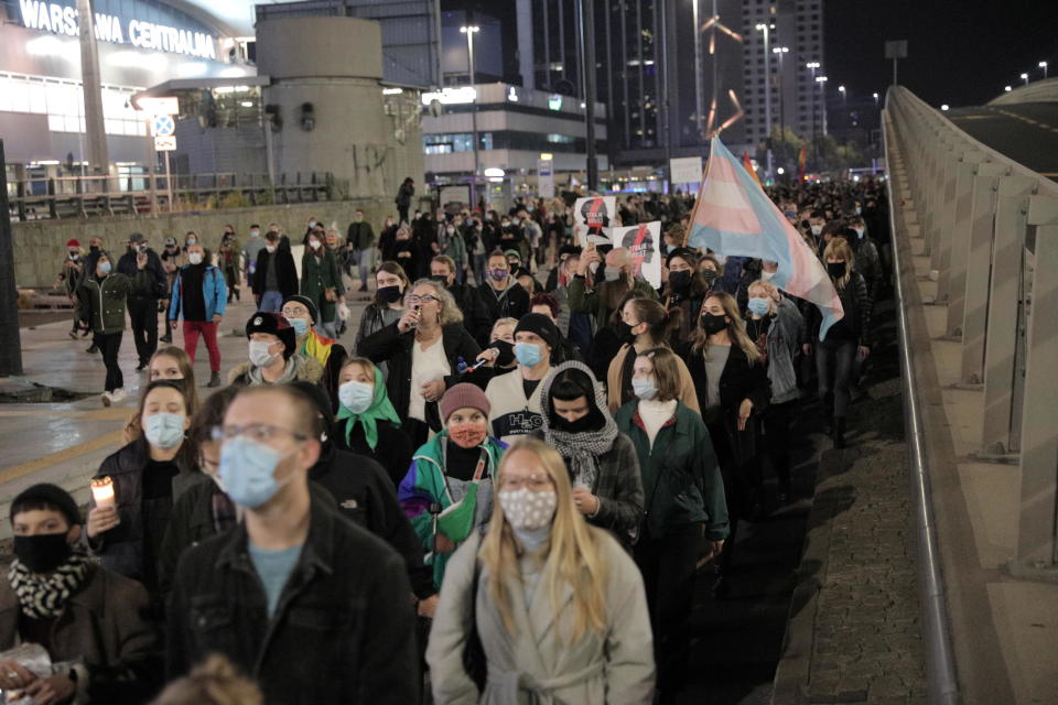 People protest against imposing further restrictions on abortions in Poland, in Warsaw, October 22, 2020.   / Credit: AGENCJA GAZETA / REUTERS