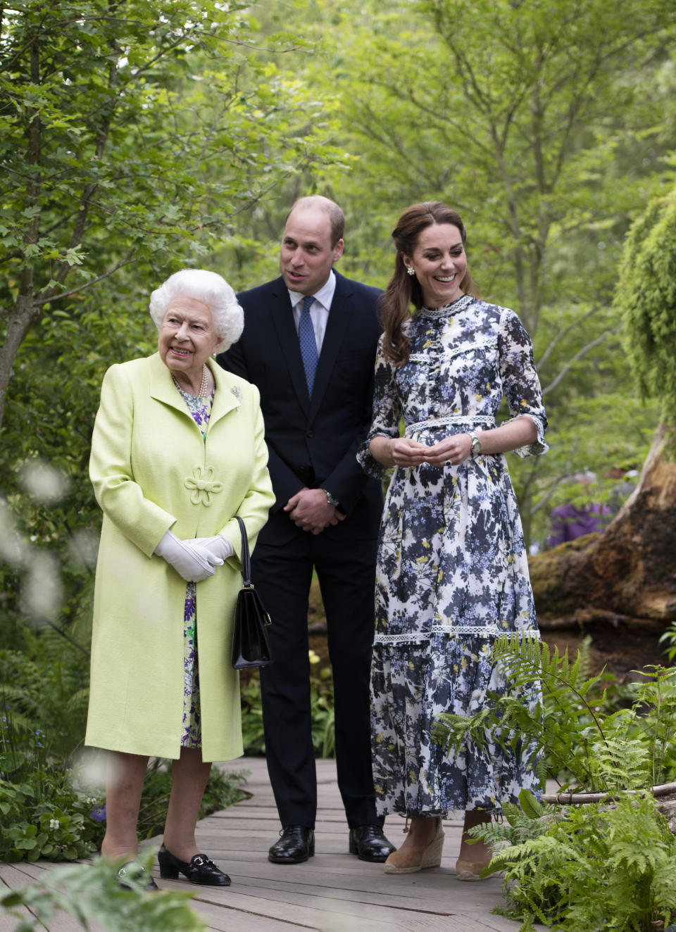 May 2019: The Duchess of Cambridge shows the Queen her Chelsea Flower Show garden