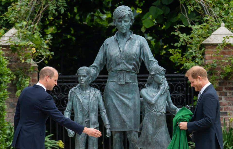 Harry returned from LA for the unveiling of a statue in memory of his mother, Diana, Princess of Wales (Dominic Lipinski/PA) (PA Archive)