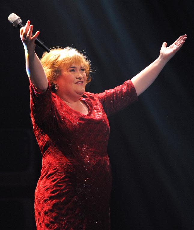 Susan Boyle sings at the Royal Theatre in Newcastle, England, on March 27, 2012