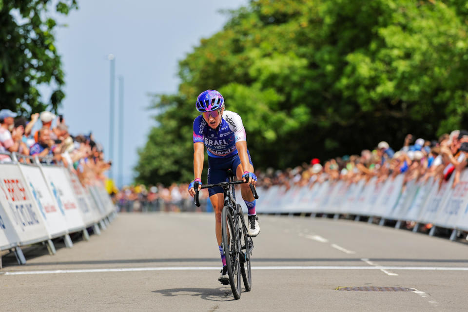 Picture by Alex Whitehead/SWpix.com - 25/06/2023 - Cycling - 2023 British National Road Championships - Saltburn-by-the-Sea, North Yorkshire, England - Womenâ€™s Road Race - Claire Steels of Israel Premier Tech Roland finishing second