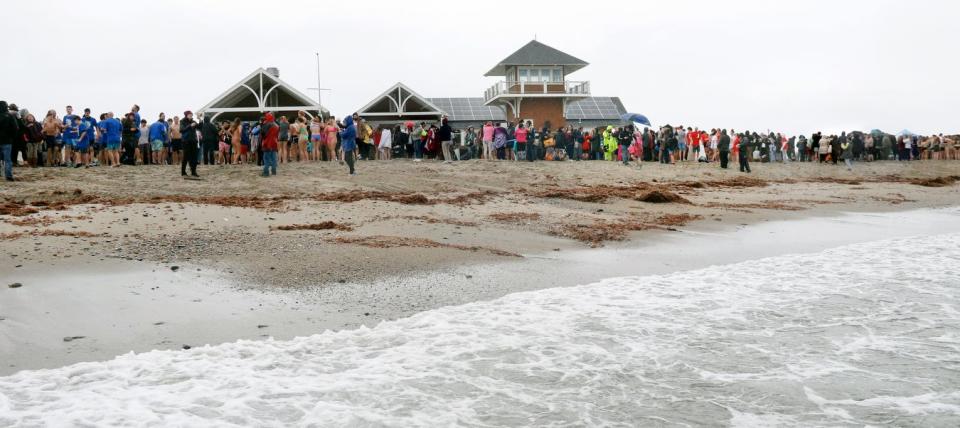 Rain didn't dampen turnout for the Unified Champion Schools Plunge to benefit Special Olympics Rhode Island at Narragansett's Roger Wheeler State Beach on March 23. March of 2024 was the second-rainiest on record.